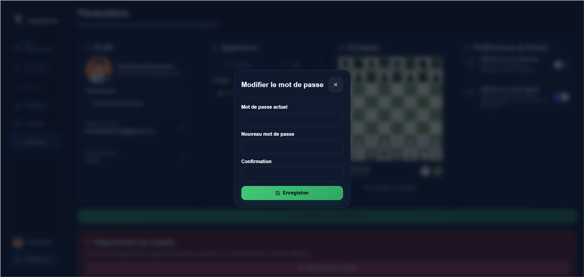Modification du mot de passe